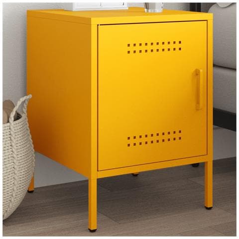 Comodino Giallo Senape 36x39x50,5 Cm In Acciaio - Foto 2