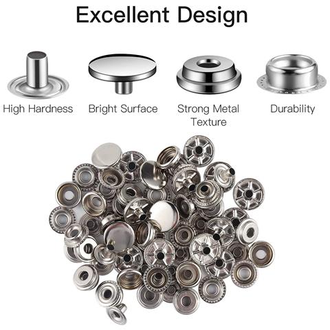 Kit Bottone A Pressione Per Attrezzi Kit Chiusura A Scatto Da 15 Mm Silver - Foto 6