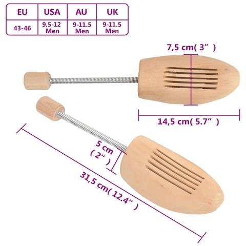 Tendiscarpe 2 Paia Eu 43-46 Legno Massello Di Loto - Foto 8