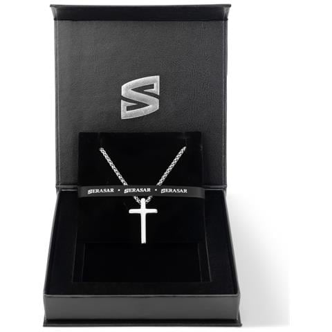 Collana Da Uomo In Acciaio Serasar Collana A Sospensione In Acciaio Inossidabile Per Uomo - Croce Della Bibbia Di Gesù - Argento - Lunghezza 60cm - Regalo Perfetto Per Il Natale [trust] - Foto 5