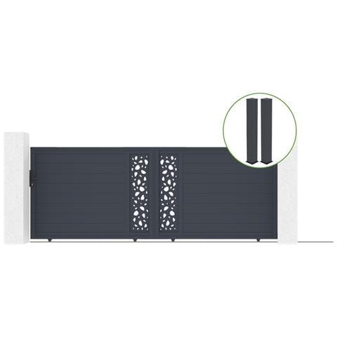 Cancello Scorrevole 4m Sunny H. 140cm Grigio Alluminio + 2 Montanti 20x20cm H. 166cm - Foto 1