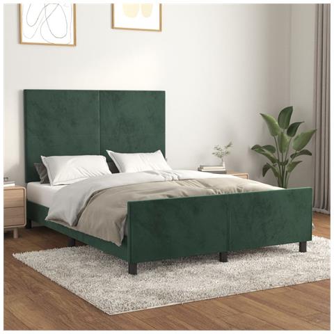 Giroletto Senza Materasso Verde Scuro 140x200 Cm In Velluto - Foto 1