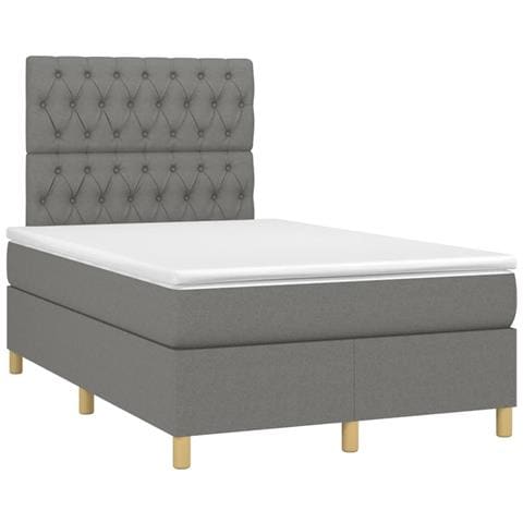 Letto A Molle Materasso E Led Grigio Scuro 120x190cm In Tessuto - Foto 3