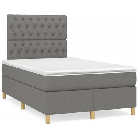 Letto A Molle Materasso E Led Grigio Scuro 120x190cm In Tessuto - Foto 1