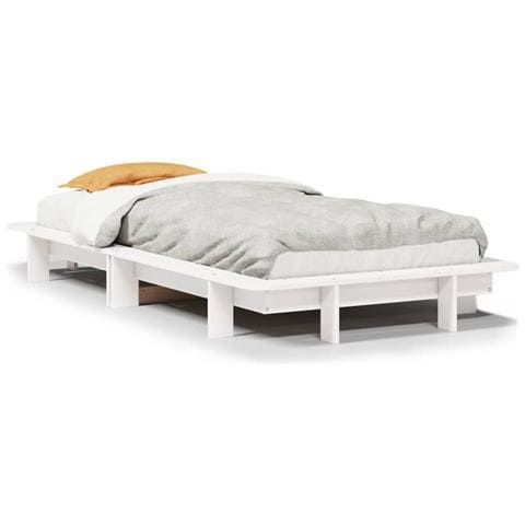 Letto Senza Materasso Bianco 75x190 In Legno Massello Di Pino - Foto 2