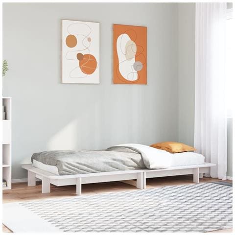Letto Senza Materasso Bianco 75x190 In Legno Massello Di Pino - Foto 1