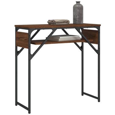 Tavolo Consolle Ripiano Rovere Marrone 75x30x75cm Multistrato - Foto 3