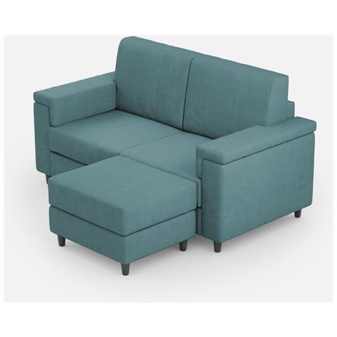 Divano Marrak 2 Posti Medio (due Sedute Da 70cm) + Pouf Misure Esterne L. 168 P. 145 Colore Petrolio - Foto 1