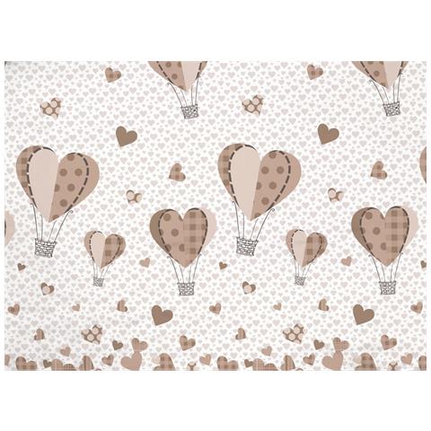 Copripiumino Sacco Piumone Pensieri Delicati Cotone Disegno Mongolfiera Singolo Beige - Foto 2