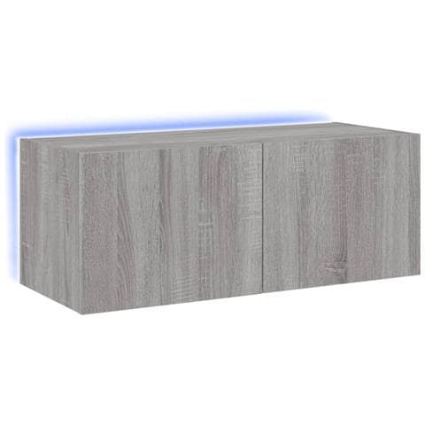 Mobile TV a Parete con Luci LED Grigio Sonoma 80x35x31 cm - Foto 1
