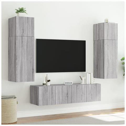 Mobile TV a Parete con Luci LED Grigio Sonoma 80x35x31 cm - Foto 10