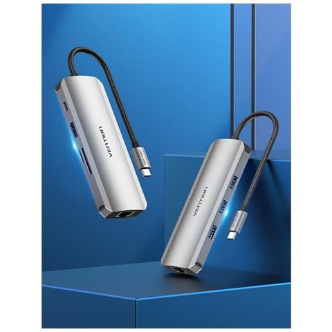 TOKHB replicatore di porte e docking station per laptop Cablato USB 3.2 Gen 1 (3.1 Gen 1) Type-C Argento - Foto 2