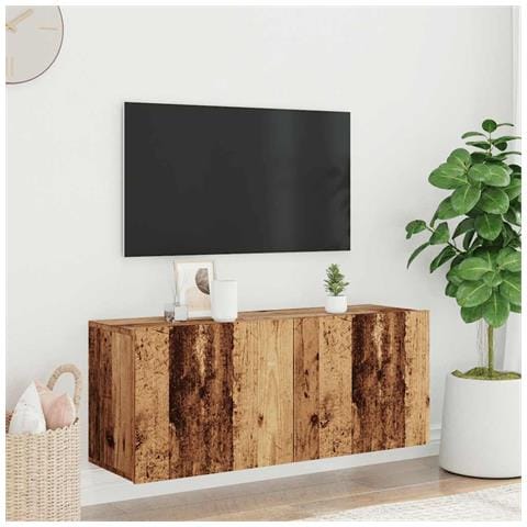 Mobile Tv A Parete Legno Antico 100x30x41 Cm - Foto 3