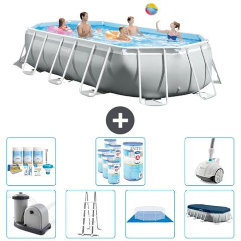 Piscina Fuori Terra - Ovale - 503x274x122 Cm - Grigio - Include Accessori Coordinati Cb45 - Foto 1