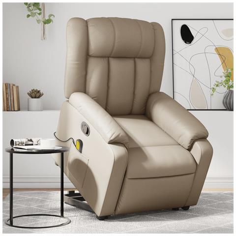 Lusso Casadino -  Poltrona Alzapersone Massaggi Reclinabile Cappuccino Similpelle - Foto 8