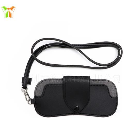Custodia Portatile Per Occhiali Da Sole In Pelle Pu Con Cordoncino Da Collo Black - Foto 1