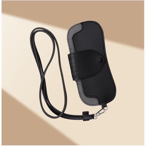 Custodia Portatile Per Occhiali Da Sole In Pelle Pu Con Cordoncino Da Collo Black - Foto 5