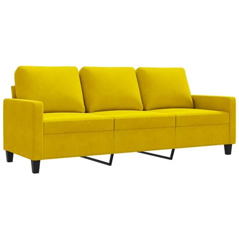Divano a 3 Posti Giallo 180 cm in Velluto - Foto 1