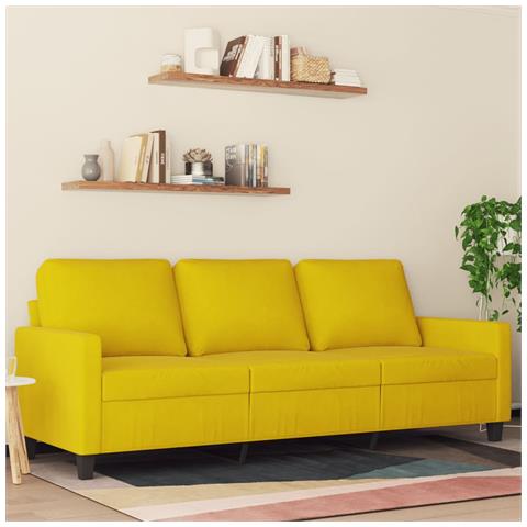 Divano a 3 Posti Giallo 180 cm in Velluto - Foto 2