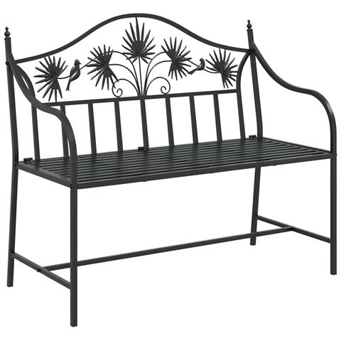 Panchina Metallica Vintage Nera Acciaio Verniciato a Polvere - Foto 1