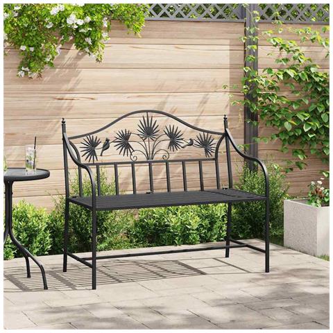 Panchina Metallica Vintage Nera Acciaio Verniciato a Polvere - Foto 2