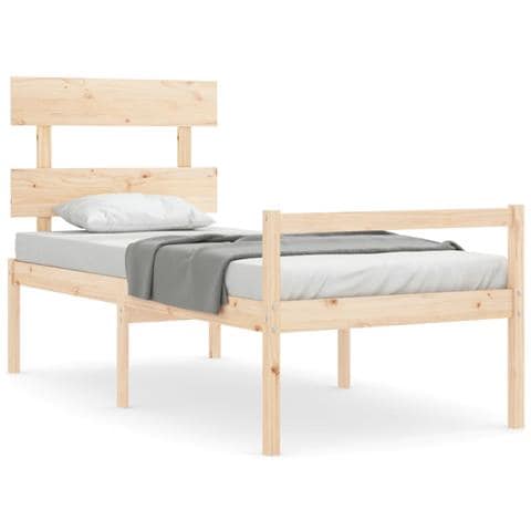 Letto per Anziani con Testiera 90x200 cm in Legno Massello - Foto 1