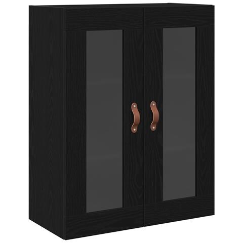 Armadio a Muro con Ante in Vetro Rovere Nero 69,5x34x90 cm - Foto 1