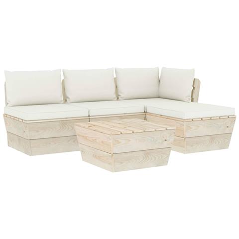 Set Divani Da Giardino Su Pallet 5 Pz Con Cuscini Legno Abete - Foto 1