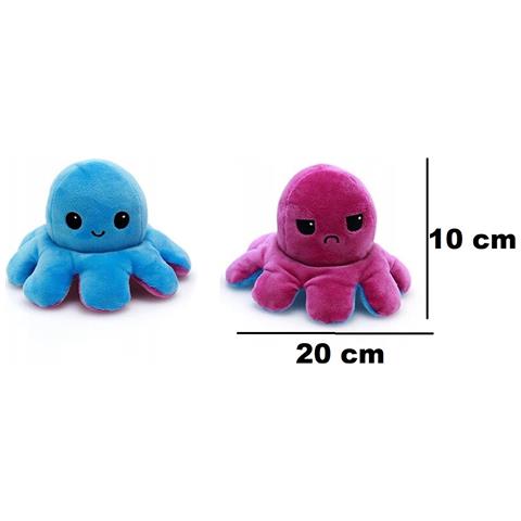 Peluche Reversibile Polpo Rosa/blu 20x10 Cm - Foto 2