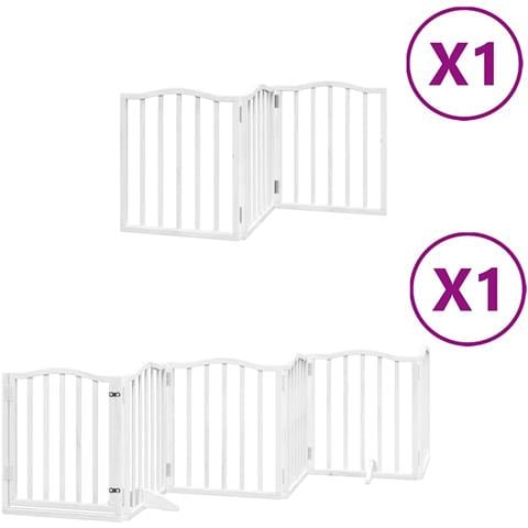 Cancello Cani Porta Pieghevole Bianco 9 Pannelli 450 cm Pioppo - Foto 1