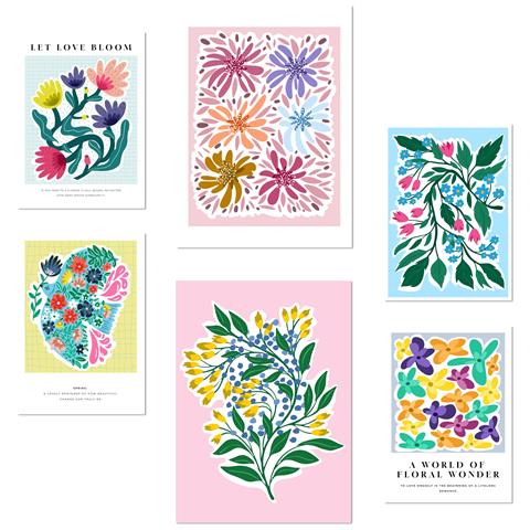 Set Di 6 Stampe Botanica Bellissima Estate Con Illustrazioni Di Design Per Decorare Le Pareti Della Tua Casa, Delle Stanze, Del Negozio E Dell'attività A3 & A4 Senza Cornice - Foto 1