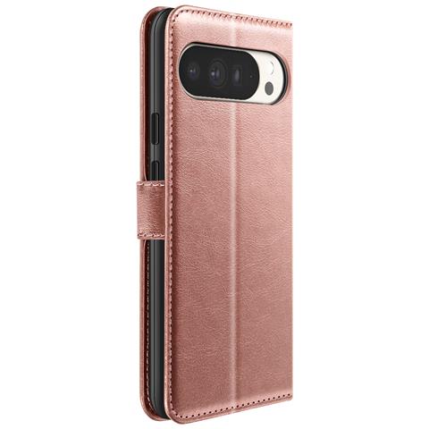 Custodia A Portafoglio Per Google Pixel 10 Pro Xl Con Cinturino Da Polso E Funzione Di Supporto, Rosa Champagne - Foto 1