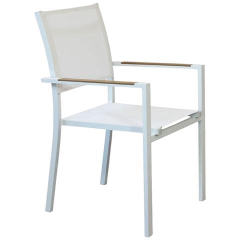 Impacto - Poltrona Impilabile In Alluminio Bianco O Antracite Con Braccioli Effetto Legno - Foto 1