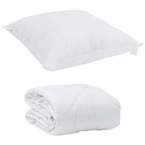 Piumone con cuscino 2 pcs Bianco 140 x 220 cm Microfibra - Foto 1