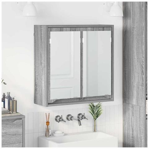 Mobiletto per specchio da bagno Grigio Sonoma 60 x 20 x 60 cm - Foto 2