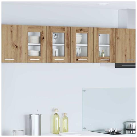 Armadio pensile Riga 2 pcs Rovere artigianale 60 x 31 x 40 cm - Foto 2
