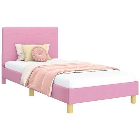 Struttura letto bambini con testata Rosa 80 x 200 cm Tessuto - Foto 1