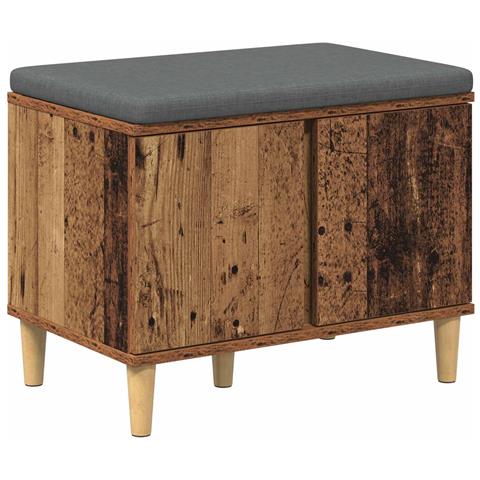 Panca per ingresso con cuscino Legno vecchio 60 x 38 x 46 cm - Foto 1