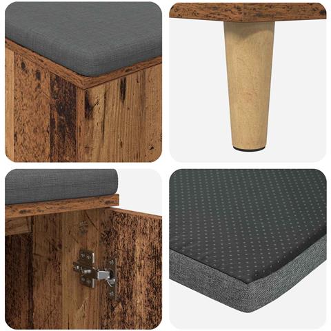 Panca per ingresso con cuscino Legno vecchio 60 x 38 x 46 cm - Foto 9