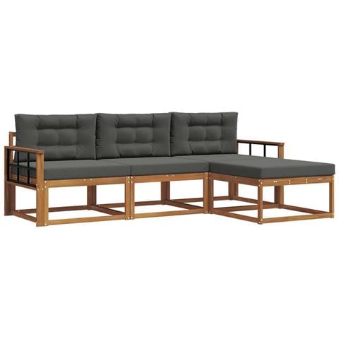 Set di divani da esterno con cuscino 4 pcs Naturale e Antracite - Foto 1