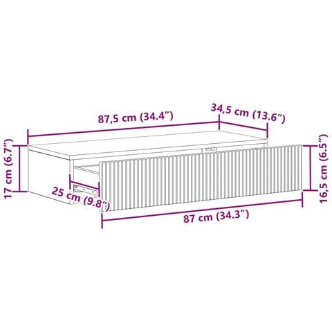 Tavolino da Parete Laterale Rovere Fumo 87,5 x 34,5 x 17 cm - Foto 8