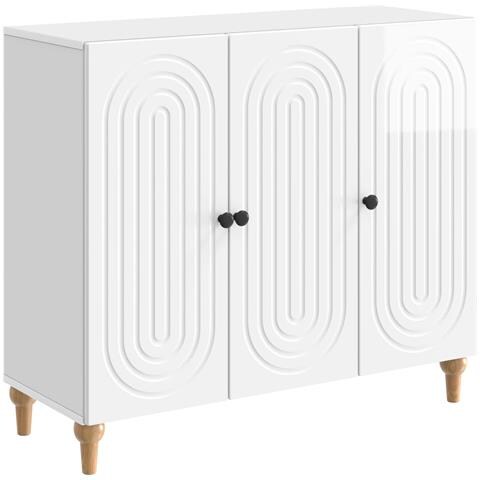 Credenza Bianco Lucido 89 x 34,5 x 80 cm Legno ingegnerizzato - Foto 1
