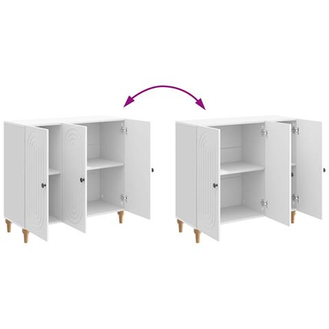Credenza Bianco Lucido 89 x 34,5 x 80 cm Legno ingegnerizzato - Foto 9