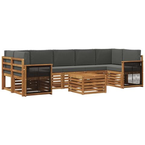 Set di divani da esterno con cuscino 8 pcs Naturale e Antracite - Foto 1
