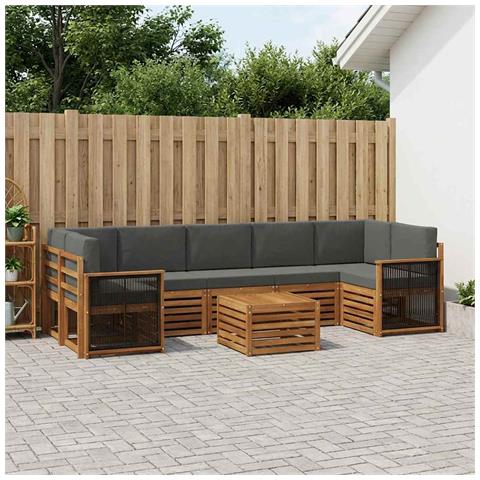 Set di divani da esterno con cuscino 8 pcs Naturale e Antracite - Foto 2