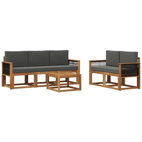 Set di divani da esterno con cuscino 6 pcs Naturale e Antracite - Foto 1
