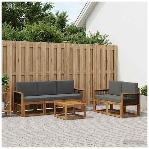 Set di divani da esterno con cuscino 6 pcs Naturale e Antracite - Foto 2