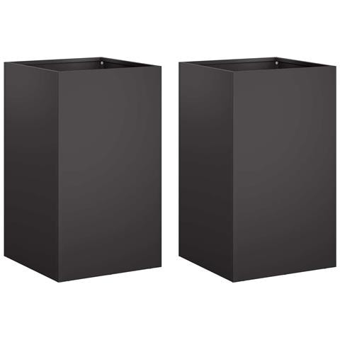 Vaso da giardino 2 pz Nero 30 x 30 x 40 cm - Foto 1