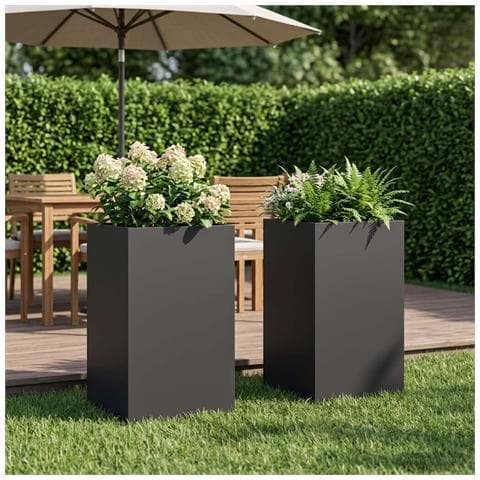 Vaso da giardino 2 pz Nero 30 x 30 x 40 cm - Foto 2