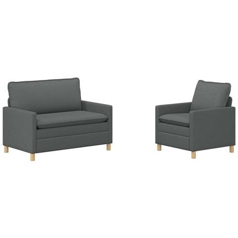 Set di divani 2 pz Grigio Scuro Tessuto - Foto 1